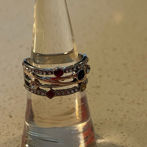 Sterling silver over cooper multi color ring. 4 different color simulated stones - Picture 9 of 13